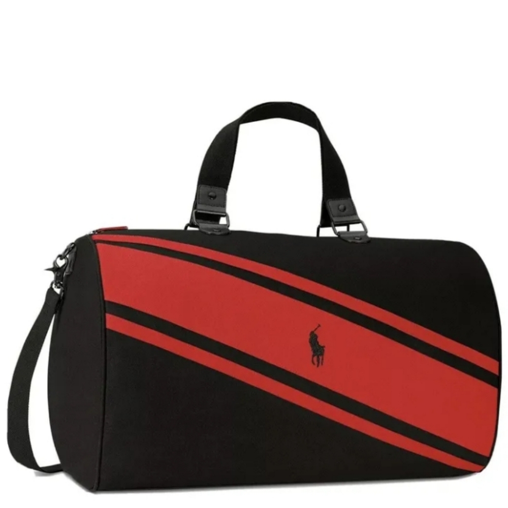 🆕Ralph Lauren Black & Red Weekender Duffle Bag